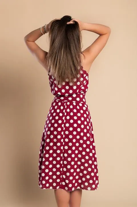 Vestido midi con estampado de lunares Moulisha, burdeos