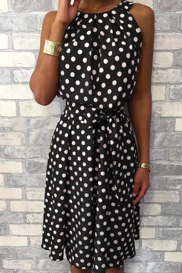 Vestido midi con estampado de lunares Moulisha, negro