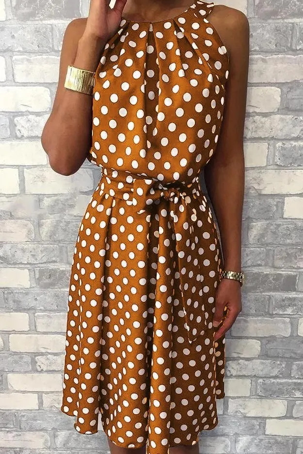 VESTIDO MIDI CON ESTAMPADO DE LUNARES MOULISHA