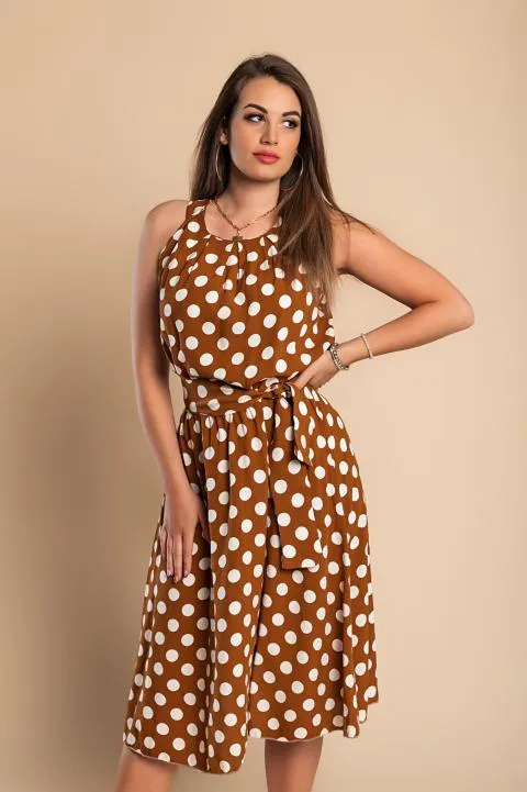 VESTIDO MIDI CON ESTAMPADO DE LUNARES MOULISHA