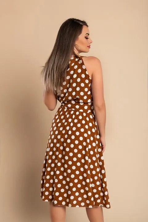 VESTIDO MIDI CON ESTAMPADO DE LUNARES MOULISHA