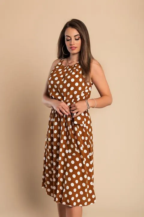 VESTIDO MIDI CON ESTAMPADO DE LUNARES MOULISHA