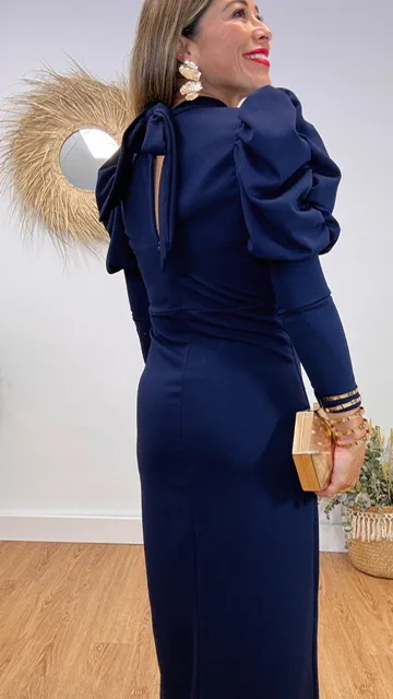 Vestido Mía Manga Azul