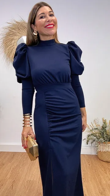 Vestido Mía Manga Azul