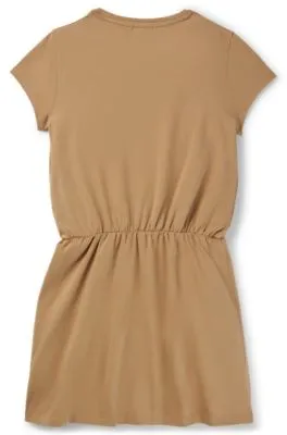 Vestido para niñas en algodón elástico con logo estampado lustroso