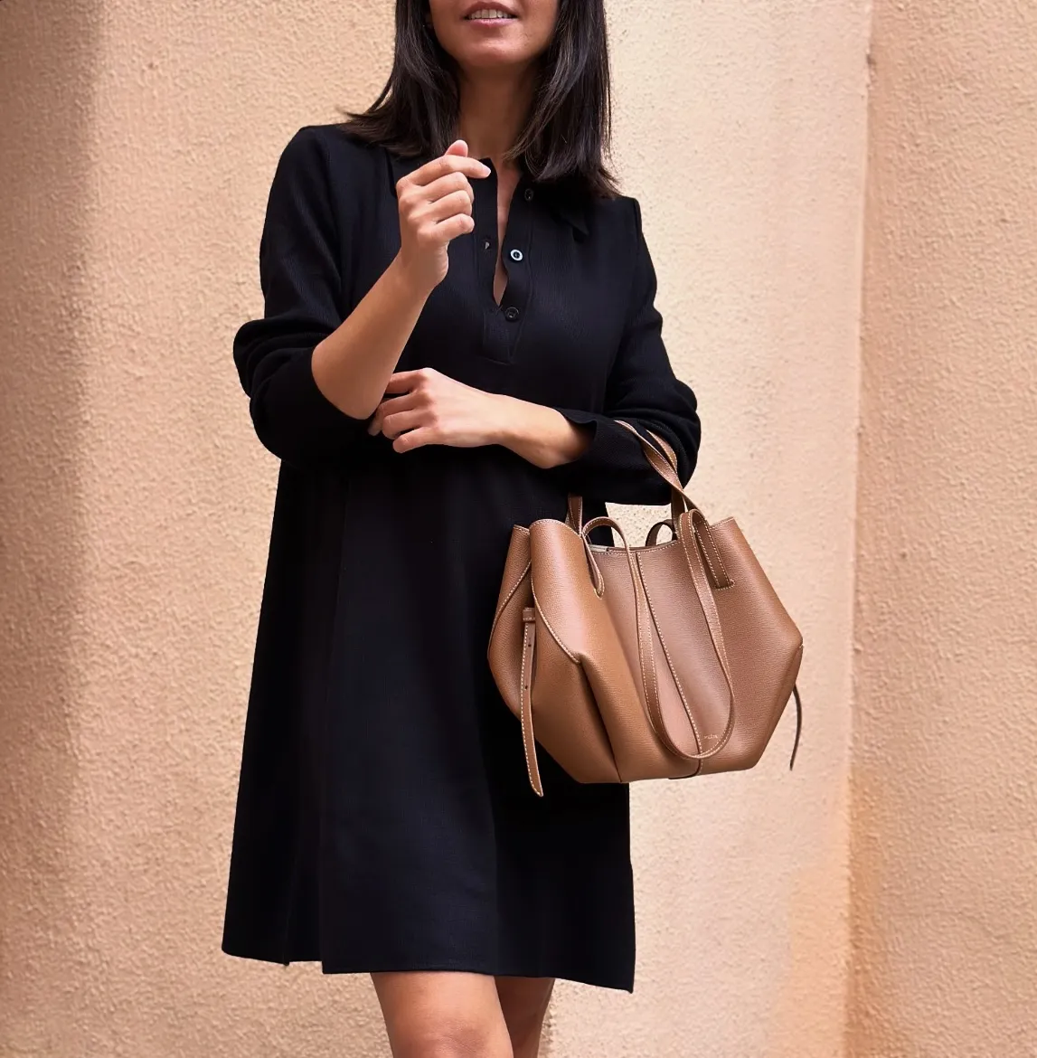 Vestido Punto Tipo Polo Negro