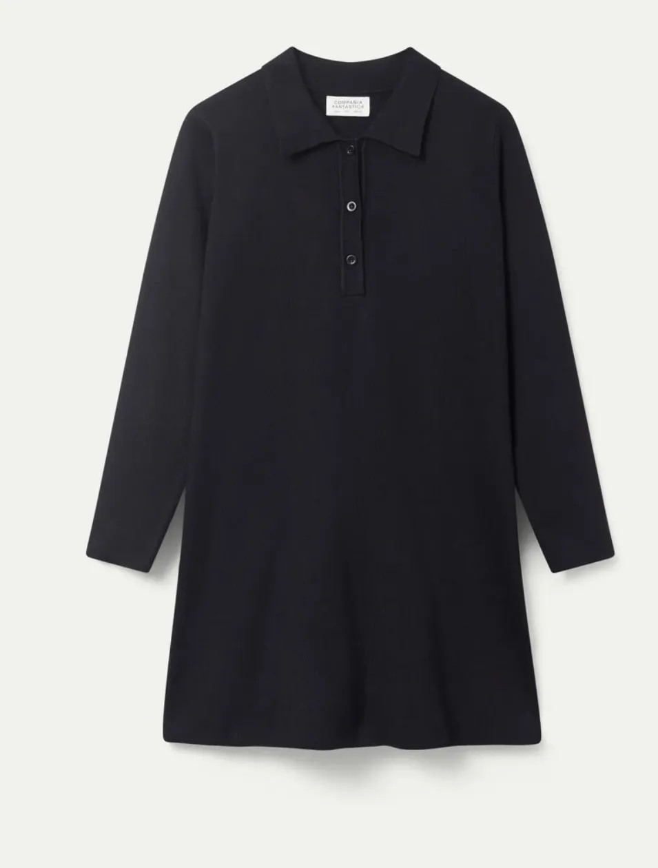 Vestido Punto Tipo Polo Negro