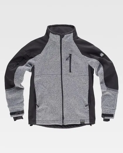 Workshell punto, combinada Gris Jaspeado / Negro