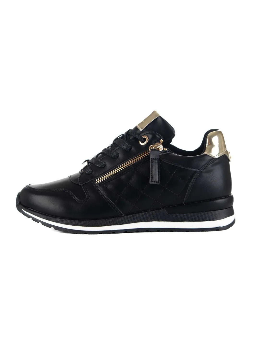 XTI  ZAPATILLAS CON CUñA NEGRO Y DORADO 143493 MUJER