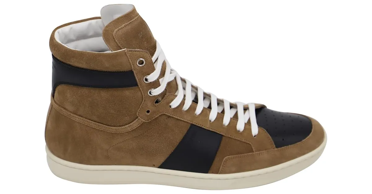 Yves Saint Laurent Saint Laurent SL/10Zapatillas altas clásicas H Court en ante marrón Castaño 