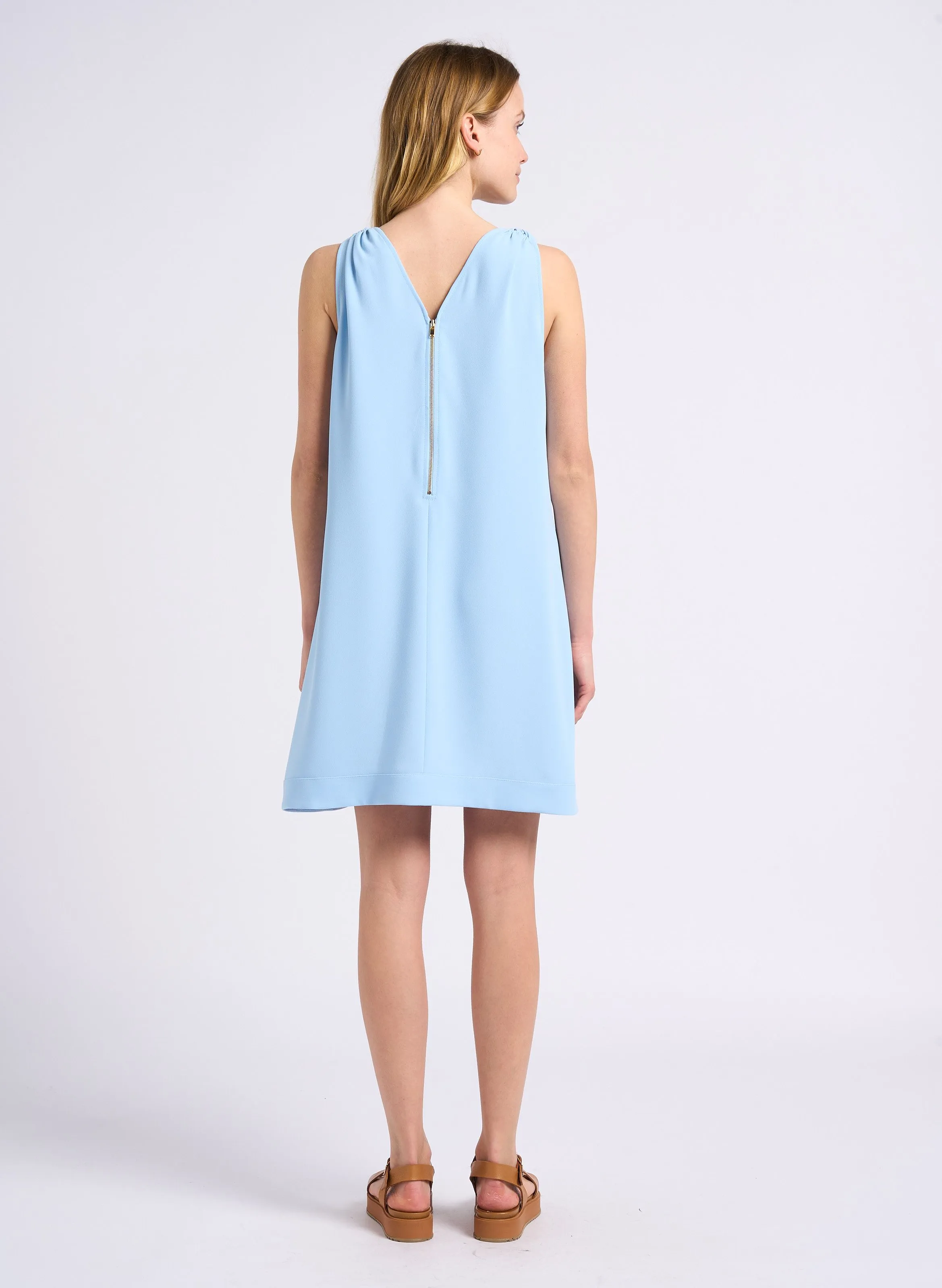 ZAPA ROSANNA  VESTIDO CORTO CUELLO REDONDO DE CREPé EN AZUL