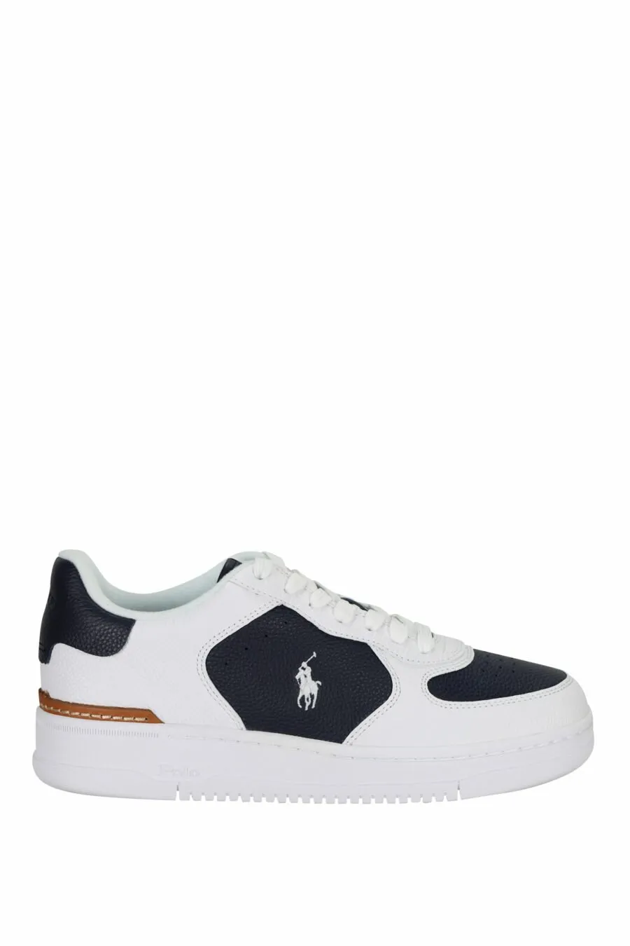 Zapatillas blancas con azul oscuro y minilogo blanco 