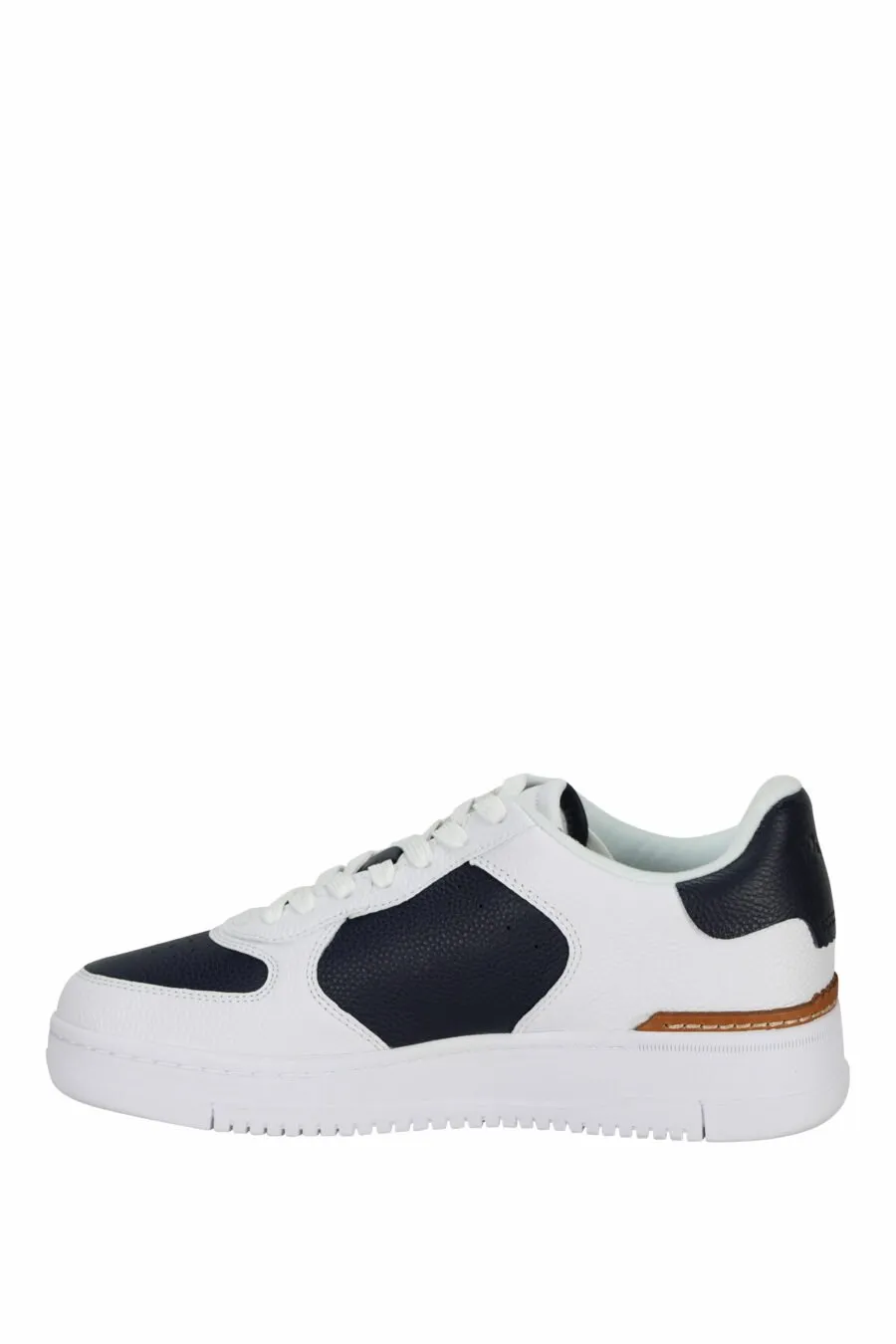 Zapatillas blancas con azul oscuro y minilogo blanco 
