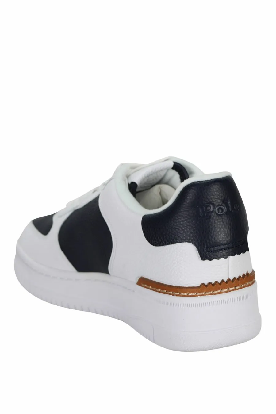 Zapatillas blancas con azul oscuro y minilogo blanco 