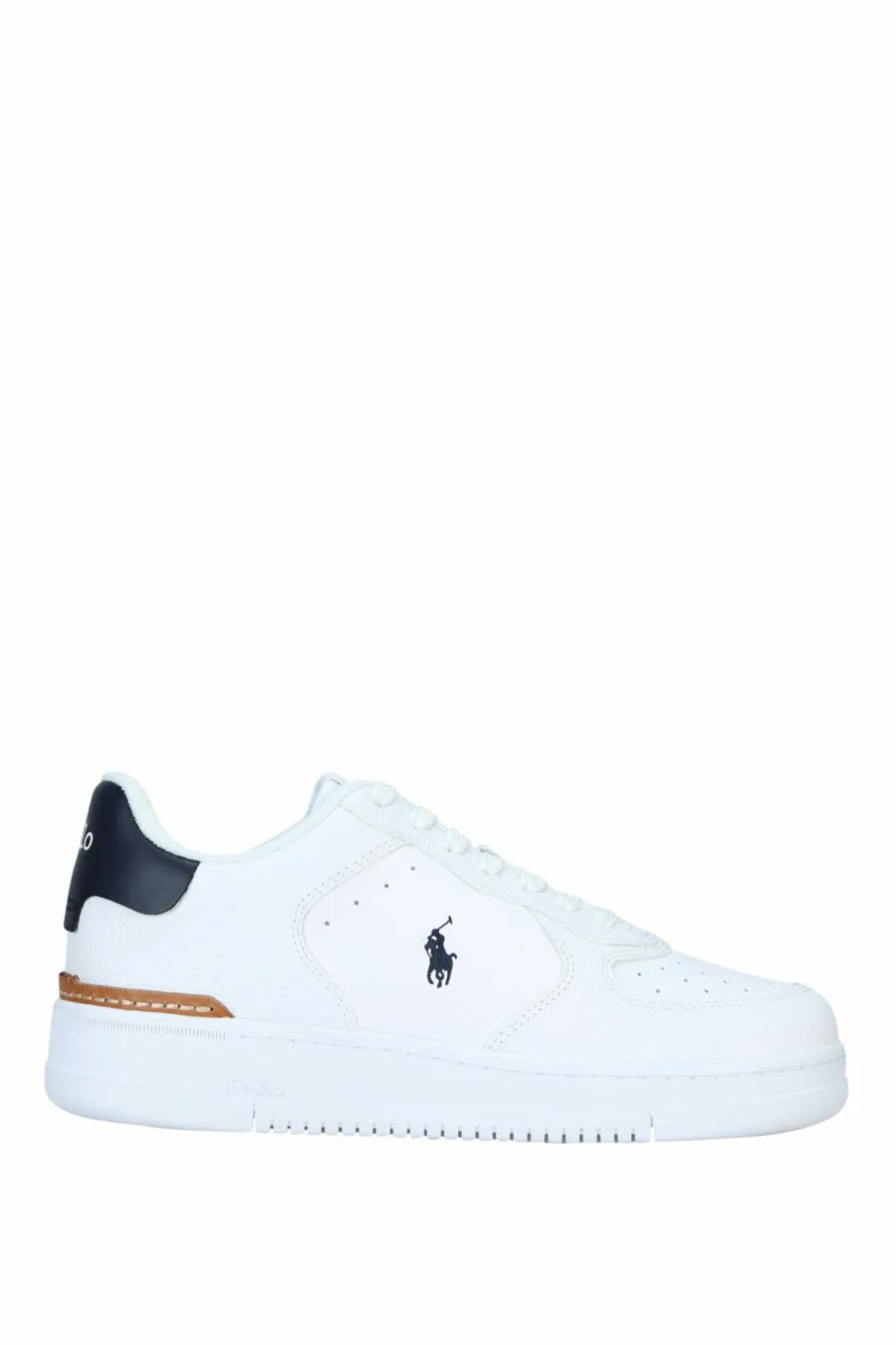 Zapatillas blancas con azul y marrón con minilogo 
