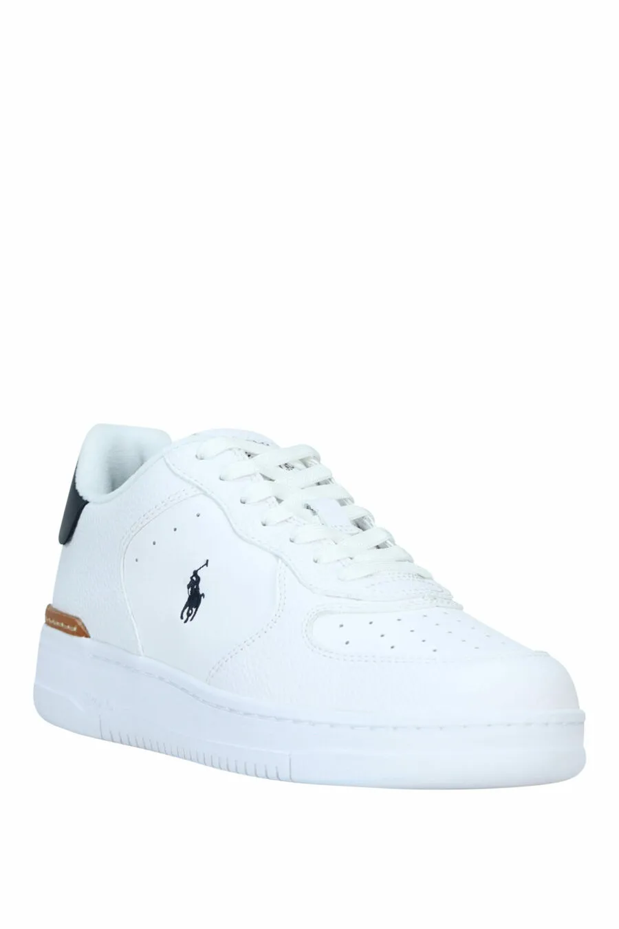 Zapatillas blancas con azul y marrón con minilogo 