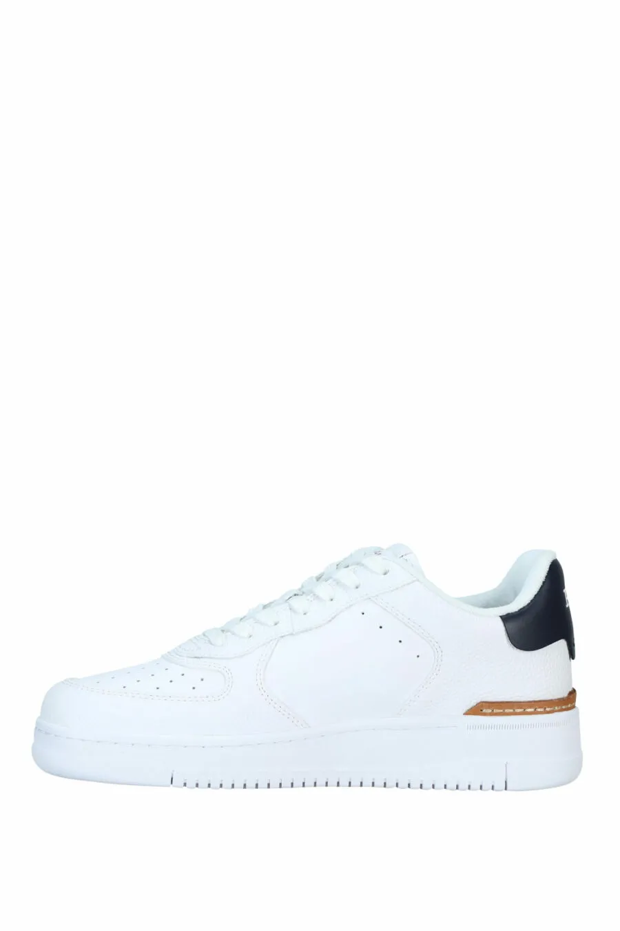 Zapatillas blancas con azul y marrón con minilogo 
