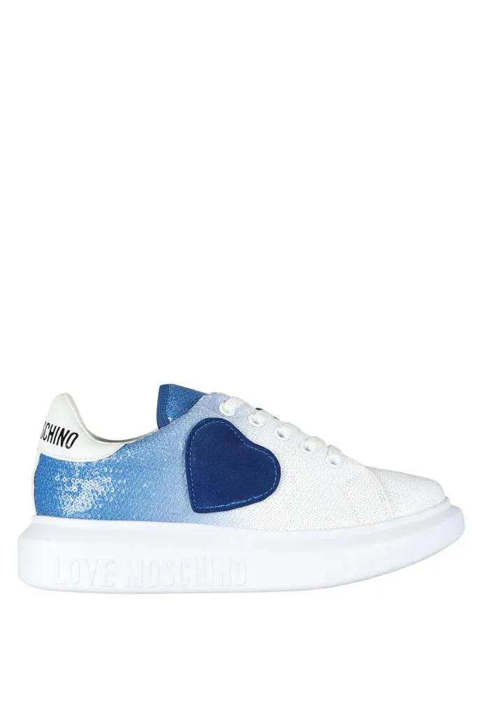 Zapatillas blancas con degrade azul y lentejuelas