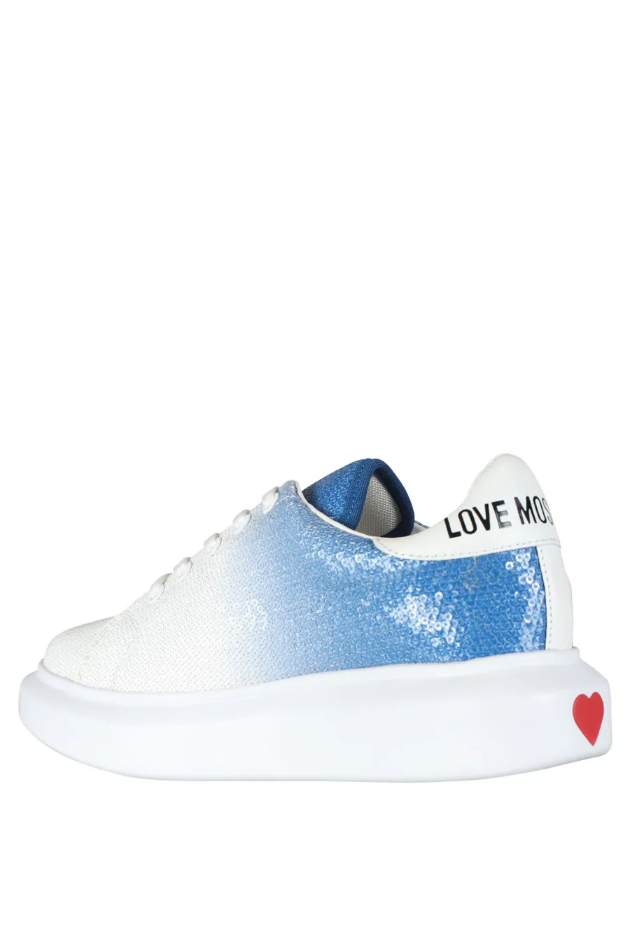 Zapatillas blancas con degrade azul y lentejuelas