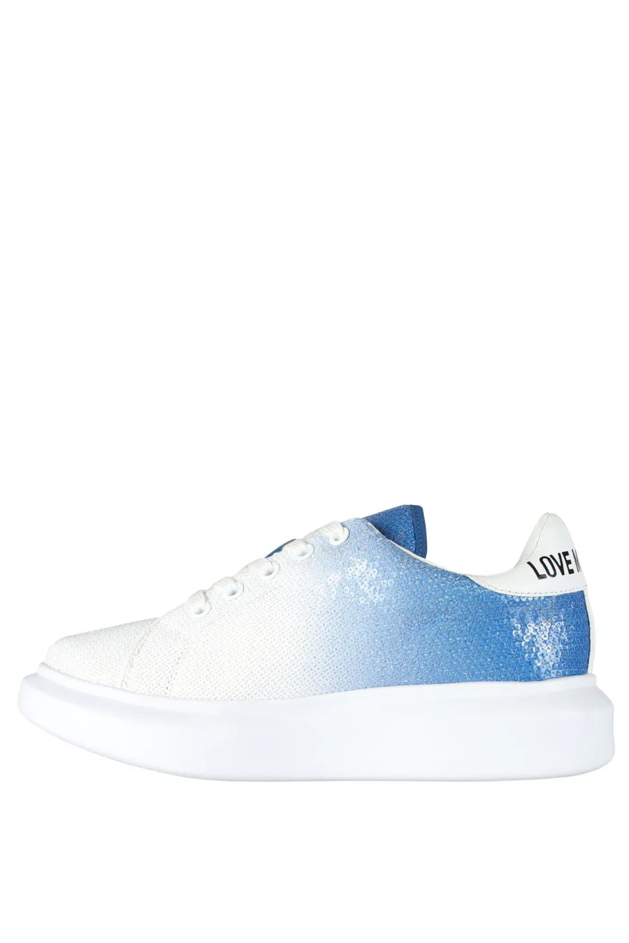Zapatillas blancas con degrade azul y lentejuelas