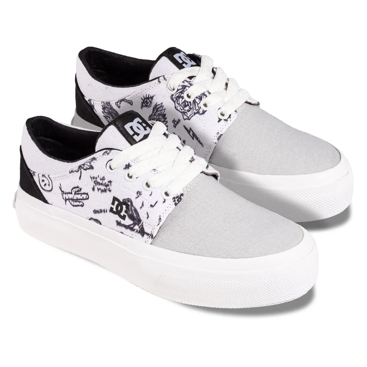 Zapatillas Dc New Trase Platform Tx Blanco Gris Print